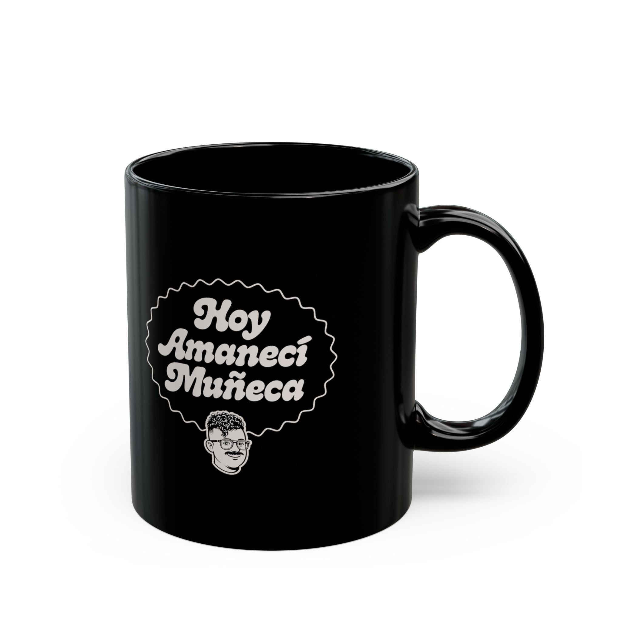 Hoy amanecí muñeca — Black Ceramic Mug (11oz/15oz)